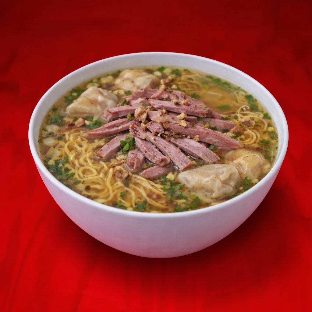 Wonton Egg Noodle Bowl Soup.