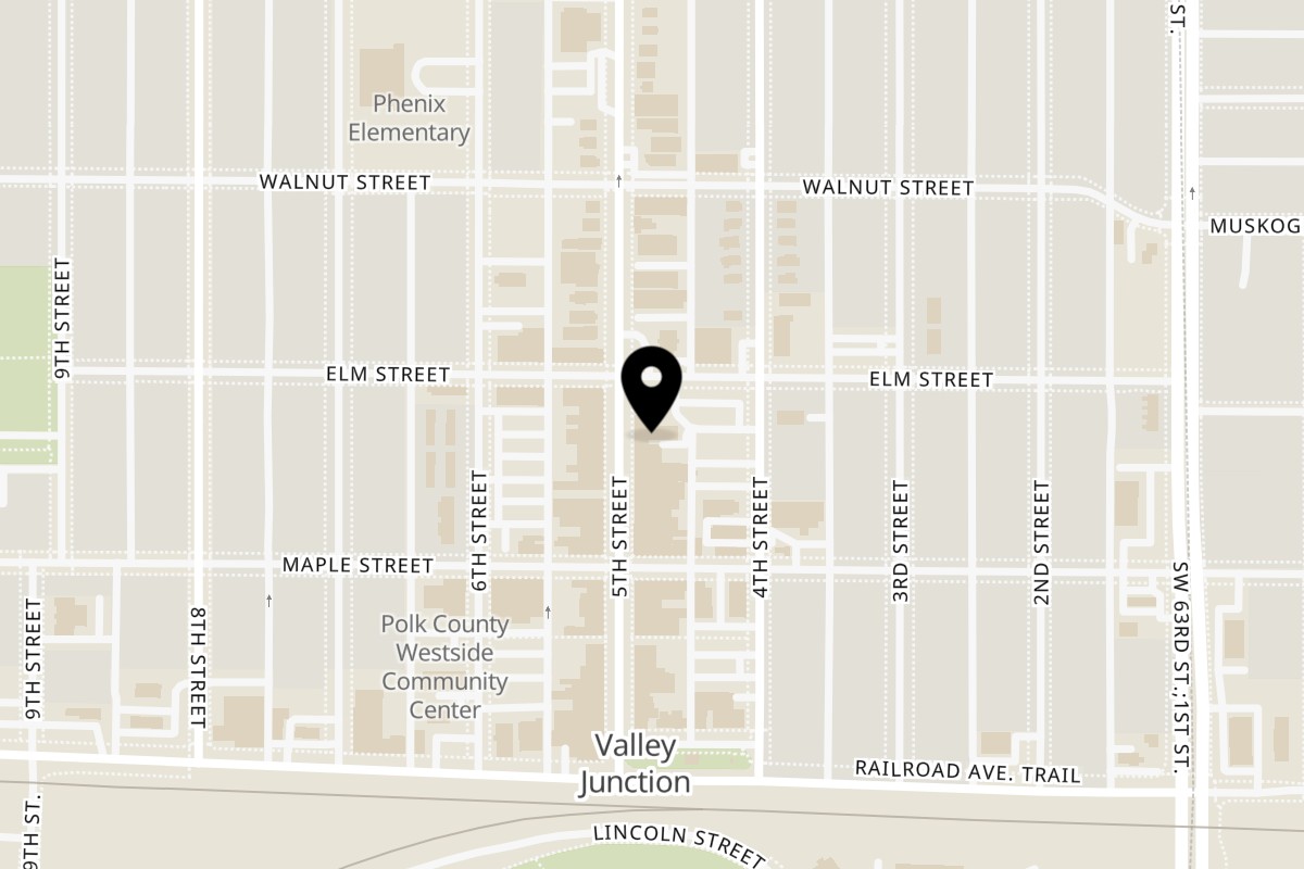 Map showing the location of Heavenly Asian Cuisine & Lounge on 225 5th St in West Des Moines